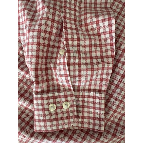 Brooks Brothers 346 Men Size LR Red White Check Regular Fit Long Sleeve Shirt - Picture 9 of 11